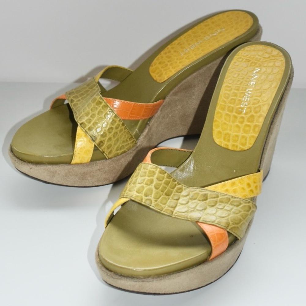 NINE WEST Women's Yellow and Orange Sandals